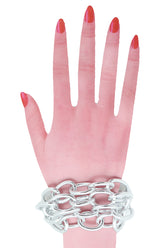 Multi-Strand Chunky Chain Link Silver Metal Bracelet